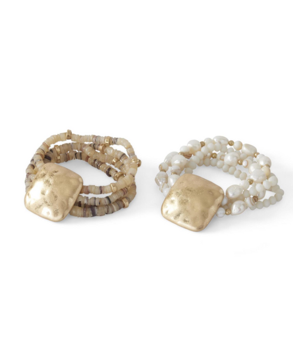 85476A 4 STRAND BEADS W/GOLD PLATE BRACELET