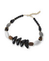 85504A STRIPE MARBLE & WOOD NECKLACE