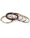 85568A 5PC BURGUNDY/GOLD  BANGLE BRACELETS