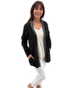 MADE IN ITALY K1733 SEQUIN TRIM HOODED JKT BLACK