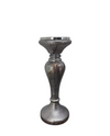 640263 FROSTED GUNMETAL GLASS CANDLESTICK 5X5X13