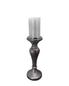 640263 FROSTED GUNMETAL GLASS CANDLESTICK 5X5X13