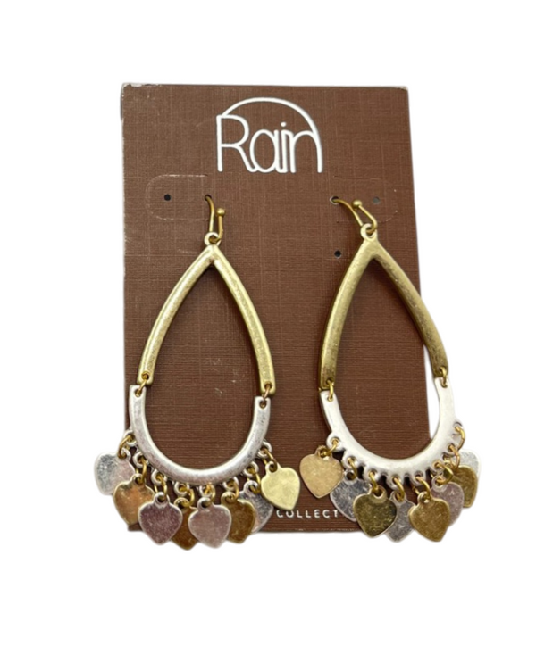 E3830TT LINK DROP HEART FRINGE EARRING