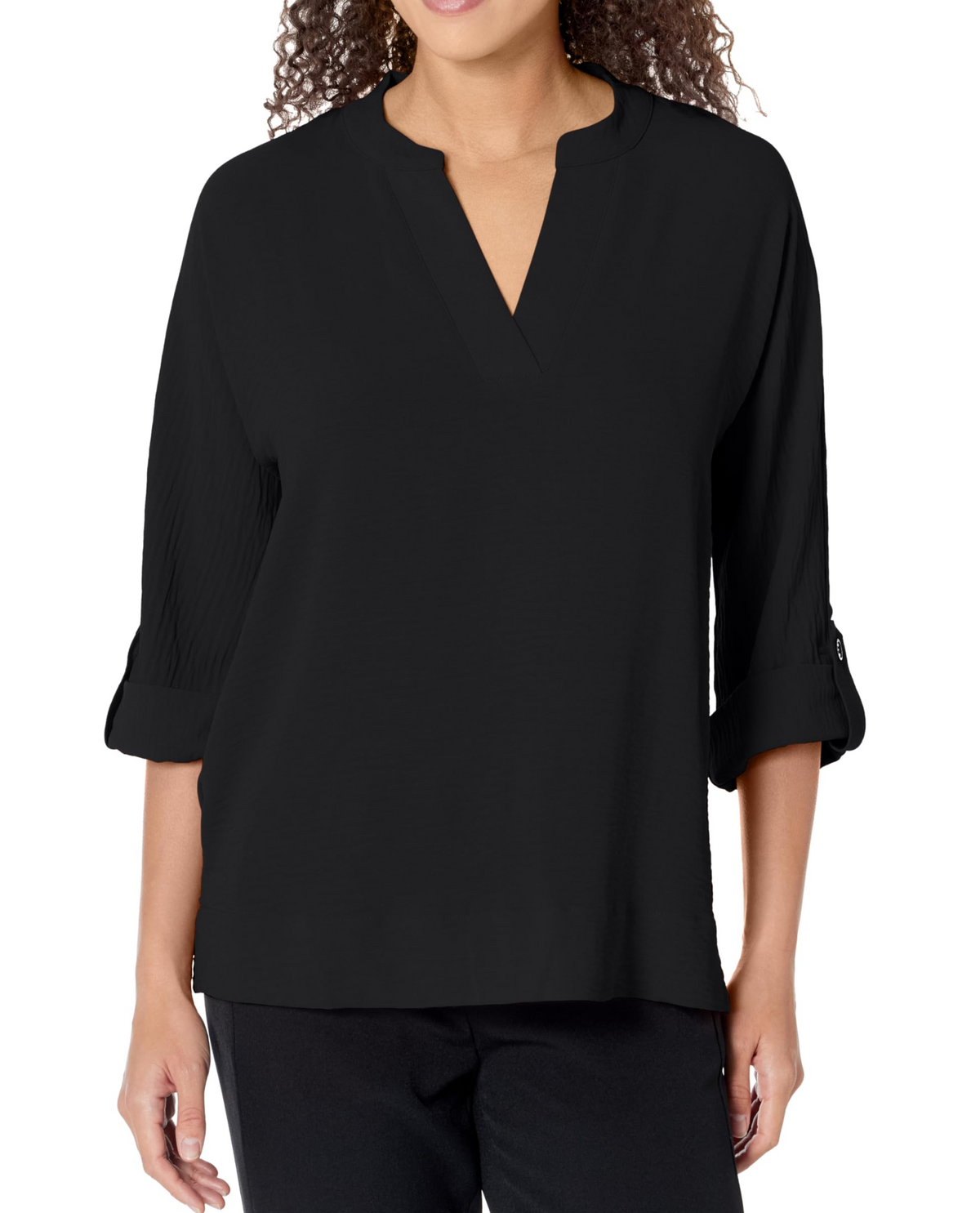 MULTIPLES M15106TW CUFFED DOLMAN SLEEVE Y NECK TOP | Multiples Top ...