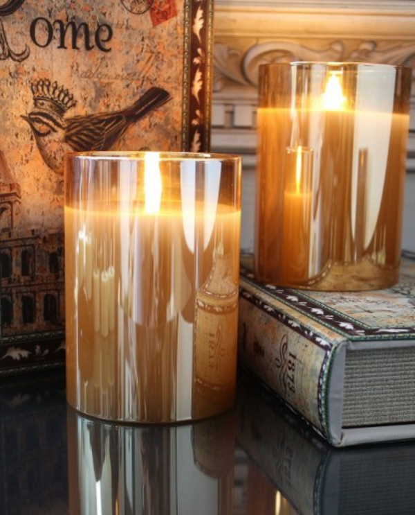THE LIGHT GARDEN 478266 3.5x6 CHAMPAGNE RADIENCE POURED CANDLE