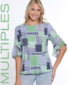 MULTIPLES M15111TW FLOUNCE SLEEVE SCOOP NECK TOP MULTI