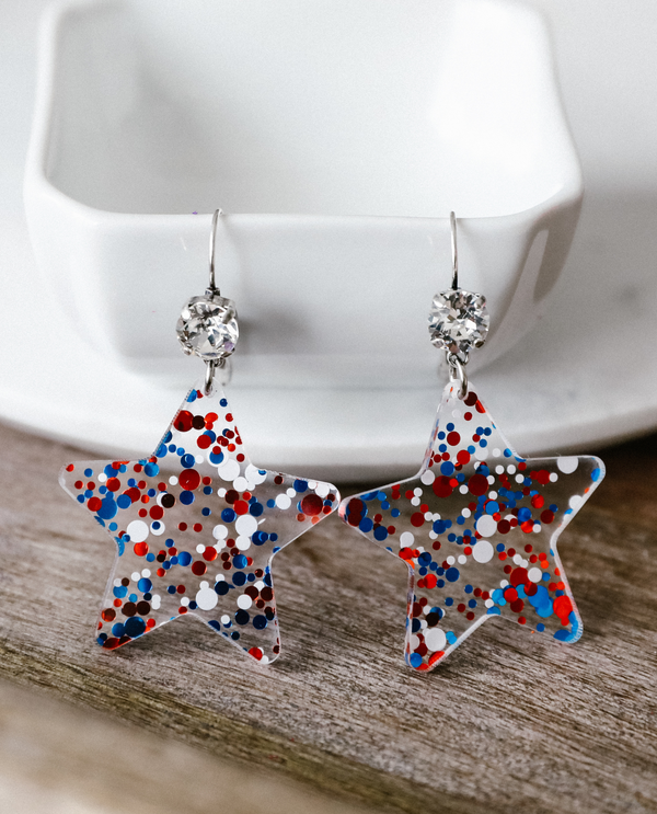 RACHEL MARIE DESIGNS RED WHITE AND BOOM EARRING