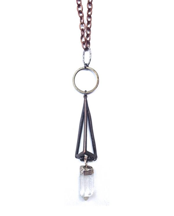 LOST & FOUND CN067 TRIANGLE CRYSTAL PENDANT NECKLACE