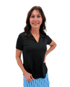LULU-B SPX5296 OPEN HENLEY TOP BLACK