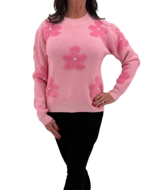 HY-1547 3-D FLOWER PULLOVER SWEATER