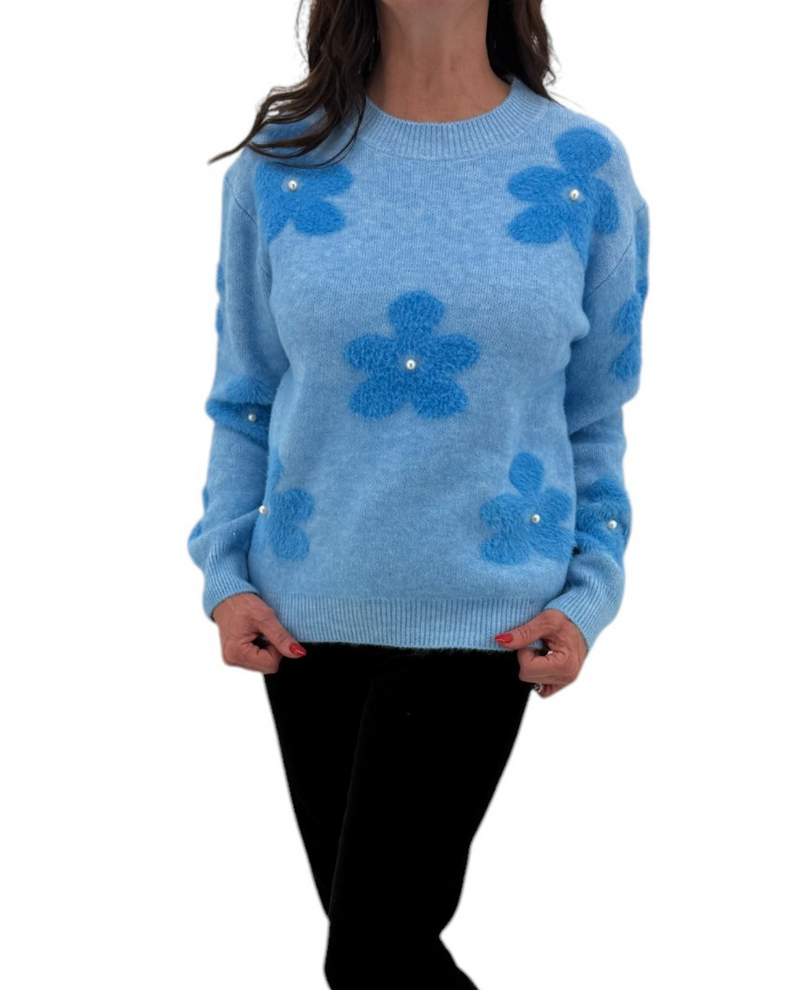 HY-1547 3-D FLOWER PULLOVER SWEATER