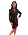 SQUARE & STRIPS OF LEATHER AND CRYSTAL ZIP SHORT JACKET