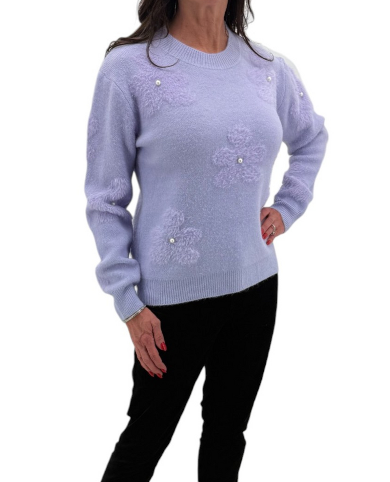 HY-1547 3-D FLOWER PULLOVER SWEATER