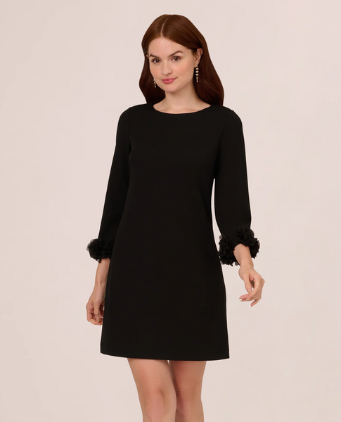 ADRIANNA PAPELL AP1D105241 FLORAL CUFF SHIFT SHORT DRESS