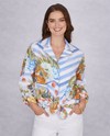 RUBY RD 78944 TROPICAL SNAP LAPEL TOP