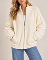FATE CW90469 MIXED MEDIA QUILTED ZIP UP SWEATER