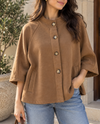 MADE IN ITALY LU248370 O/S WIDE SLEEVE FAUX SUEDE JACKET CAMEL