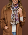 JONES ABSTRACT RAW EDGE SCARF PLUM