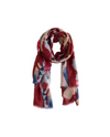 LAUREL ABSTRACT FLORAL RAW EDGE SCARF MERLOT FLORAL