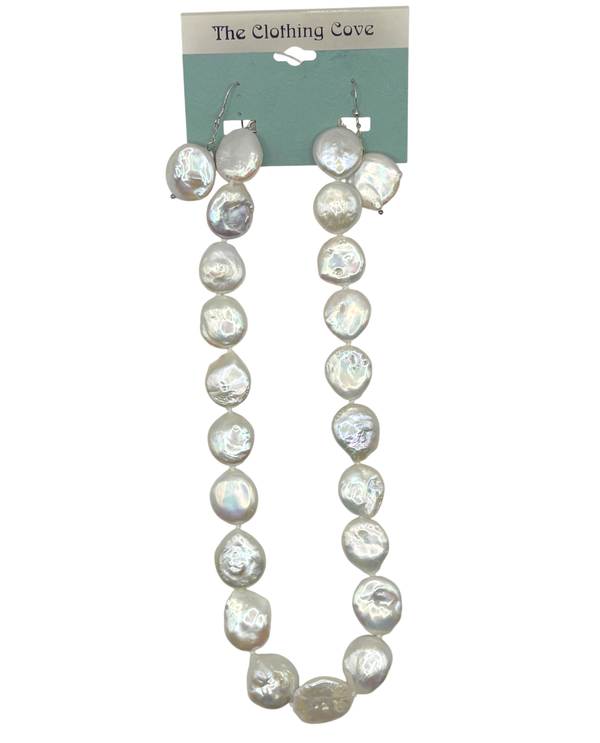 FRESHWATER COIN PEARL NECKLACE SET