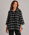 DAMEE 5097-BLK PLAID TWEED PEPLUM CUT JACKET