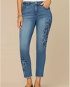 DEMOCRACY B1356Q4NM HR PAISLEY EMBROIDERY JEANS DARK WASH