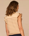 DEMOCRACY B6054NASW CROCHET STRIPE SWEATER TANK beige