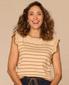DEMOCRACY B6054NASW CROCHET STRIPE SWEATER TANK beige