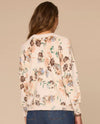 DEMOCRACY B6465JHSW 3/4 SLEEVE PRINTED SWEATER CARDIGAN blush