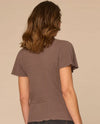 DEMOCRACY B6595DFSW SHORT SLEEVE PEPLUM CROCHET SWEATER OYSTER MUSHROOM
