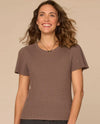 DEMOCRACY B6595DFSW SHORT SLEEVE PEPLUM CROCHET SWEATER OYSTER MUSHROOM