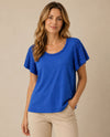 DEMOCRACY B7773LU3E CROCHET FLUTTER SLV BLUE