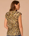 DEMOCRACY B78284H5E CAP SLEEVE BACK KEYHOLE RUCHED KNIT TOP olive back