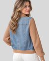 DEMOCRACY B9008N9TJ LONG SLEEVE COLLARED BUTTON DOWN MIX MEDIA JACKET denim back