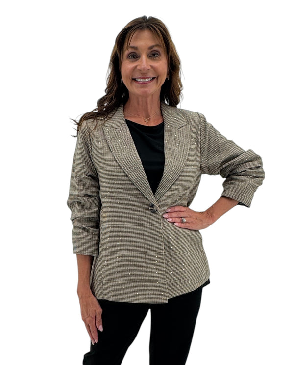 DEMOCRACY B92480H5E RUCHED SINGLE BUTTON BLAZER