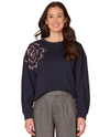DEMOCRACY B9349BV5E CREW NECK BEADED SWEATSHIRT DEEP NAVY