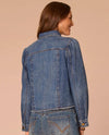 DEMOCRACY B9405PFD6 LONG SLEEVE BUTTON UP JACKET WITH FRAY HEM DENIM