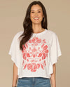DEMOCRACY B9558LU1E EMBROIDERED KNIT PONCHO WHITE