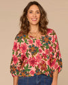 DEMOCRACY B9712J83E KIMONO SLEEVE PRINTED TOP pink