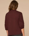 DEMOCRACY B97428C3E 3/4 BLOUSON SLEEVE RUFFLE EDGE BLOUSE cherry chocolate