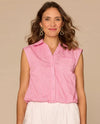 DEMOCRACY B9752UN3E BUTTON DOWN FRONT PLACKET WITH STRIPES pink