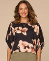 DEMOCRACY B97982D3E LACE DOLMAN FLORAL TOP black