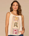DEMOCRACY B9880EI3E SQUARE NECK EMBROIDERED TANK ecru