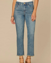 DEMOCRACY BP269GQPB PETITE HR FRAYED STRAIGHT JEAN MEDIUM WASH