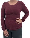 DEXTEROUS RIBBED LONG SLEEVE T-SHIRT CRANBERRY