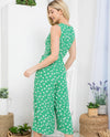 DR-2245 GREEN FLORAL PRINT JUMPSUIT