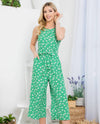 DR-2245 GREEN FLORAL PRINT JUMPSUIT