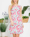 DR-2396 CHERRY PRINT DRESS white