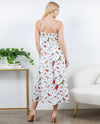 DR-2462 COLORFUL BIRD MAXI DRESS WITH POCKETS WHITE MULTI