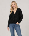 DREAMERS CC3532-R SPARKLING V-NECK CARDIGAN BLACK